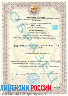 Образец сертификата соответствия аудитора №ST.RU.EXP.00005397-3 Нижний Архыз Сертификат ISO/TS 16949